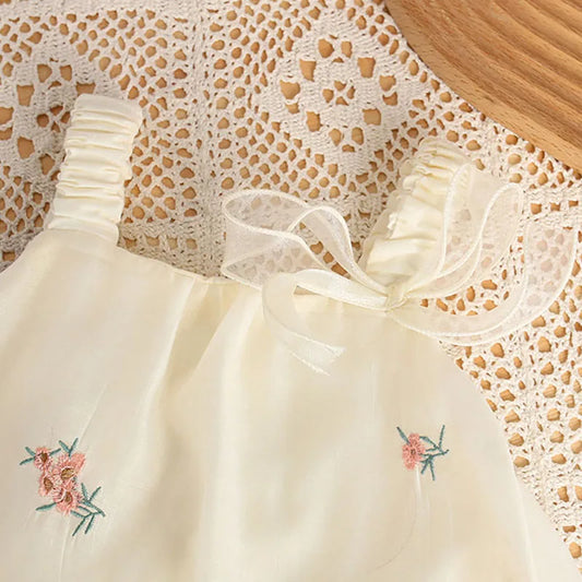 Baby Embroidered Floral Romper Dress Set