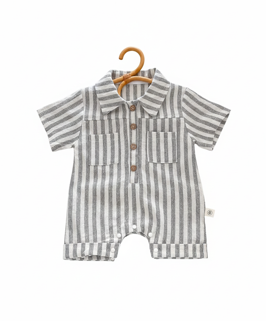 Striped Summer Collar Baby Shorts Romper