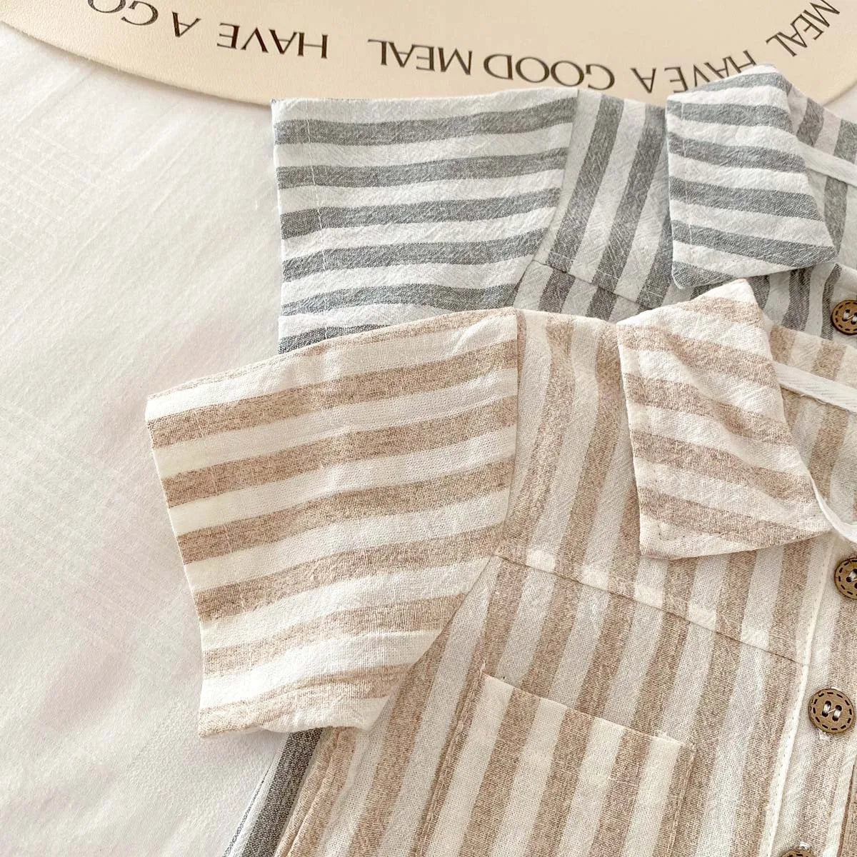 Striped Summer Collar Baby Shorts Romper