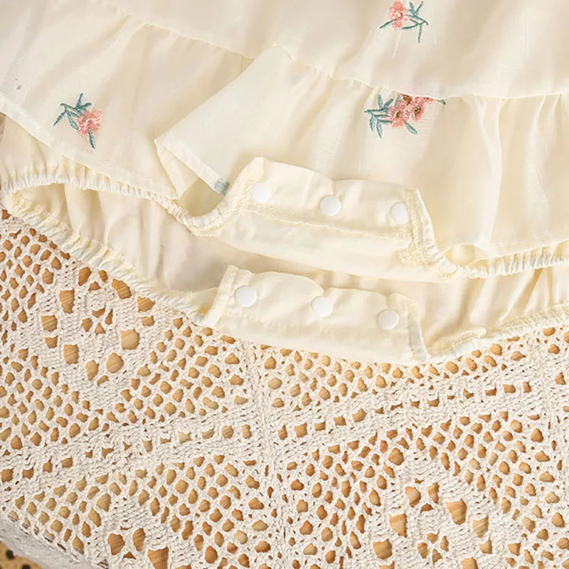Baby Embroidered Floral Romper Dress Set