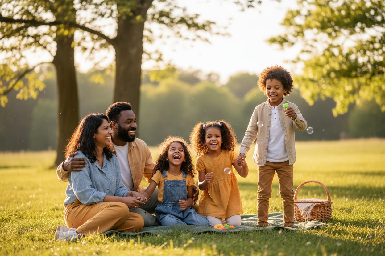 happy parents with kids